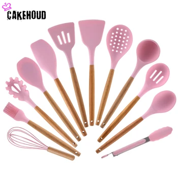 

12PCS Silicone Kitchen Cooking Tableware Set Nonstick Cookware Ladle Scraper Eggbeater Shovel Spoon With Storage Box Kitchenware