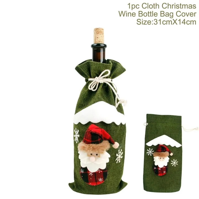 Рождественские украшения для дома Санта Клаус крышка бутылки вина снеговик чулок держатели для подарков Рождество Navidad декор год - Цвет: Xmas cover 3