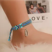 Модели в Европе и Америке, Летний Пляжный двухслойный волнистый ножной браслет в этническом стиле, ручная работа, булавка jiao shi