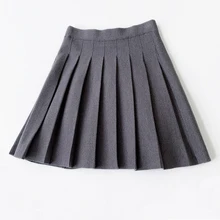 Плиссированные юбки с высокой талией, новинка года, осенне-зимние вязаные женские юбки, универсальные милые мини-юбки трапециевидной формы в консервативном стиле, Saias