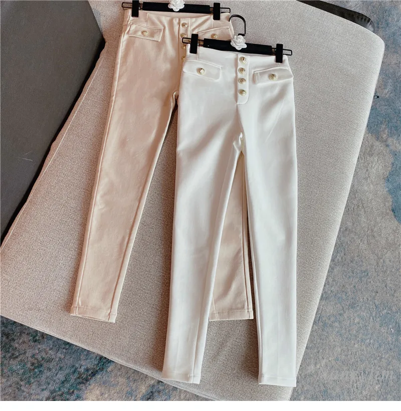 

Winter Pants Women 2020 Autumn New All-Matching High Waist Slim Skinny Boots Pants Lady White Trousers Leggins Nancylim