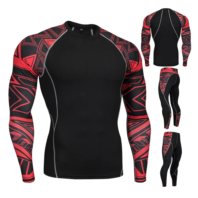 Мужской спортивный костюм MMA Rashguard брендовый комплект для тренировок с 3D принтом