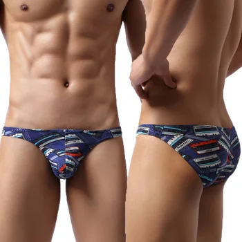 

Men Seamless Briefs Funny Printed Mini Panties Cueca Masculina U-convex Pouch Underpants Slipy Meskie Gay Shorts Tanga Jockstrap