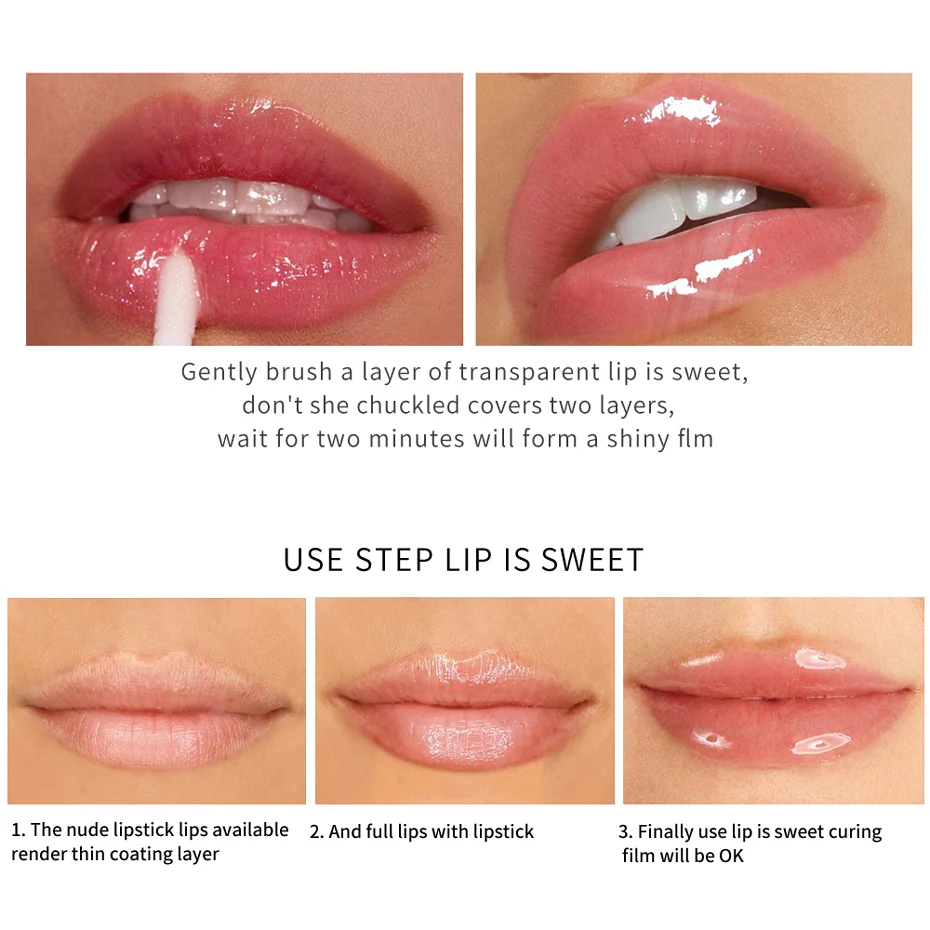 HANDAIYAN Moisturizer Plumper Lip Gloss Crystal Sexy Big Lip Pump Transparent Waterproof Lip Tint Lipgloss Vivid Colorful Makeup