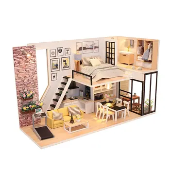

Doll House Furniture DIY Miniature 3D Wooden Miniature Dollhouse Toys For Children Birthday Gifts Dolls Accessories