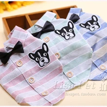 Синий, розовый, зеленый, Повседневная полосатая рубашка с воротником, черная, зимняя, с отложным воротником, с рукавом для собаки, с пуговицами, короткая, для домашних животных