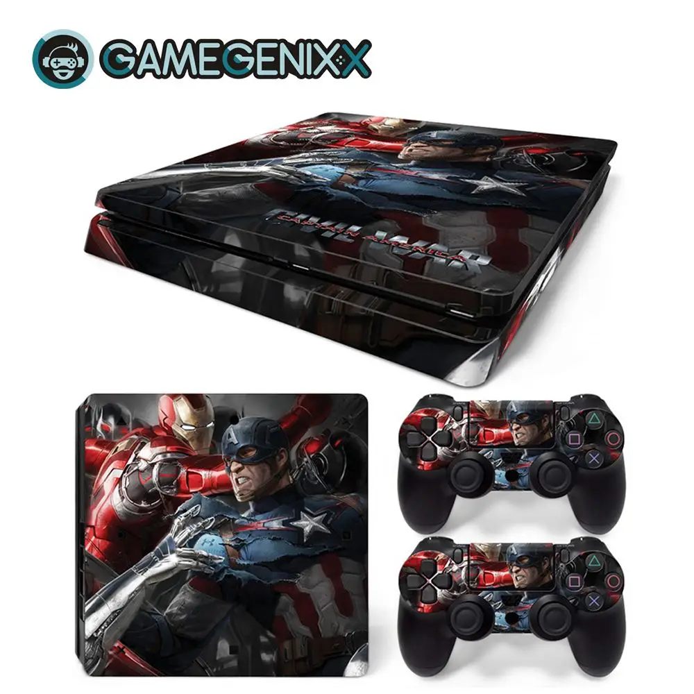 GAMEGENIXX Кожа Наклейка виниловая обложка для PS4 Slim консоли и 2 контроллеров-Капитан Америка
