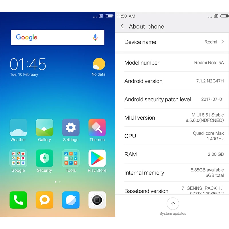 Мобильный телефон Xiaomi Redmi Note 5A с глобальной версией, 2 ГБ, 16 ГБ, четырехъядерный процессор Snapdragon 425, камера 5,5 МП, аккумулятор 3080 дюйма, мАч