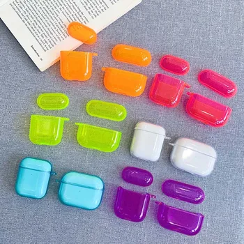 

Colorful Clear color Cover For airpods 1 2 Pro Case earphone airpod transparent Soft TPU air pod Carabiner Case