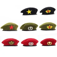 High Quality Wool Berets Fashion Army Cap Star Emblem Sailor Dance Performance Hat Trilby Chapeau For Men Women Unisex