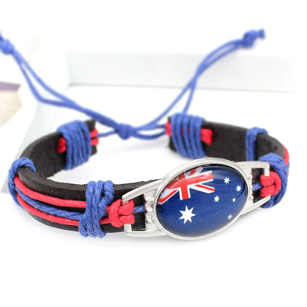 Кожаные браслеты Love Australia Brazil Португалия Франция Германия с национальным флагом
