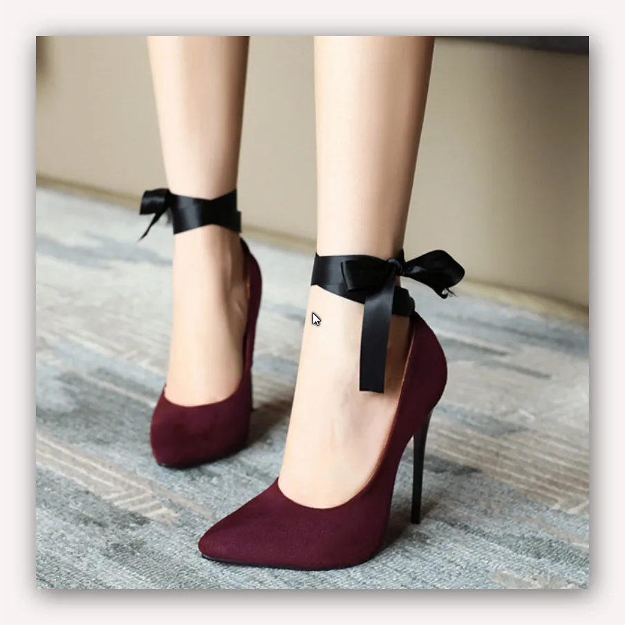 

Fanyuan women heels Plus Size 34-48 Woman Pumps Fashion Ankle Strap Sexy Pointed Toe High Heels Shoes Women Party Footwear