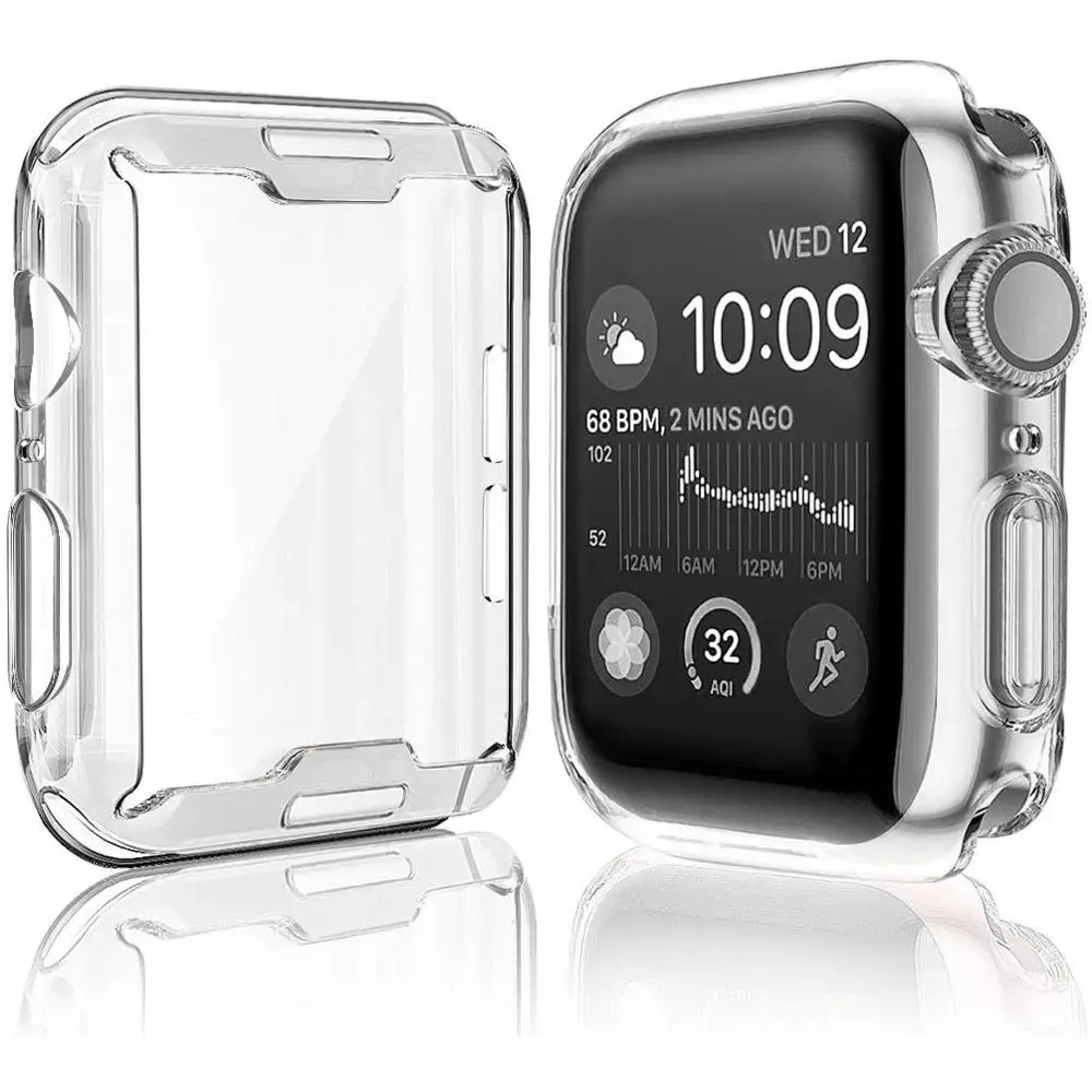 Прозрачный тонкий чехол для часов Apple Watch 5 4 3 2 1 42 мм 38 мягкий прозрачный защитный