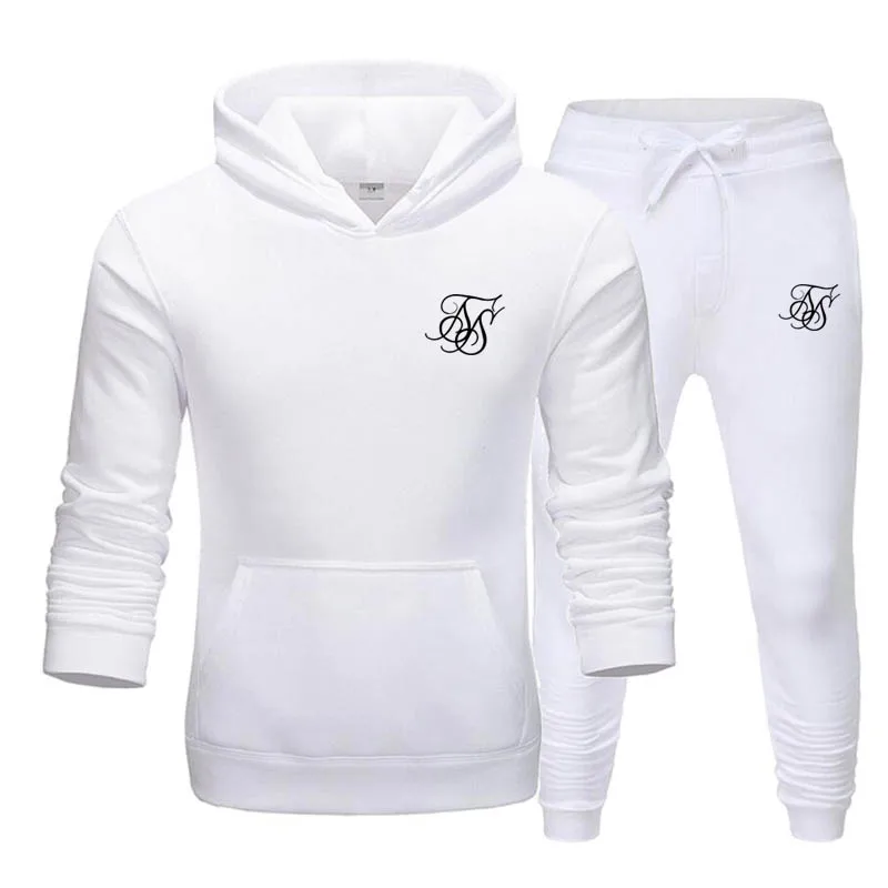 

New men's Hoodie s Silk sportswear Sweatshirt set Hoodie + sports pants jogging men's Pullover 3XL sports suit for men 006