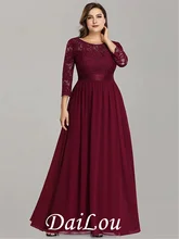 A-Line Mother of the Bride Dress Plus Size Jewel Neck Floor Length Chiffon Lace 3/4 Length Sleeve with Lace 2021
