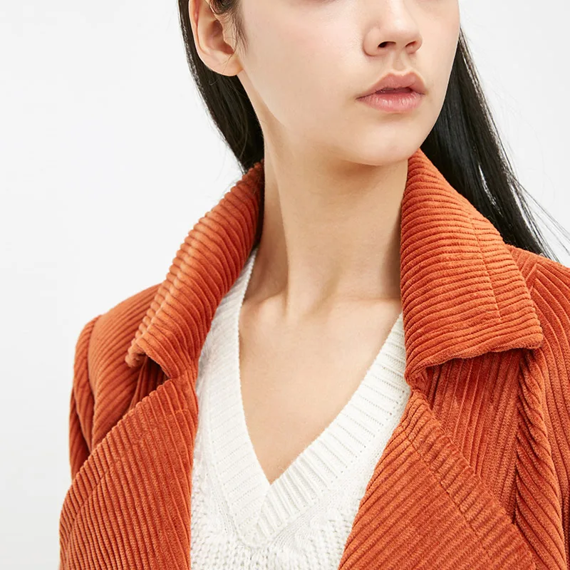 Vero Moda Осень Зима хлопок вельвет Сплит длинный плащ куртка женская| 318409508