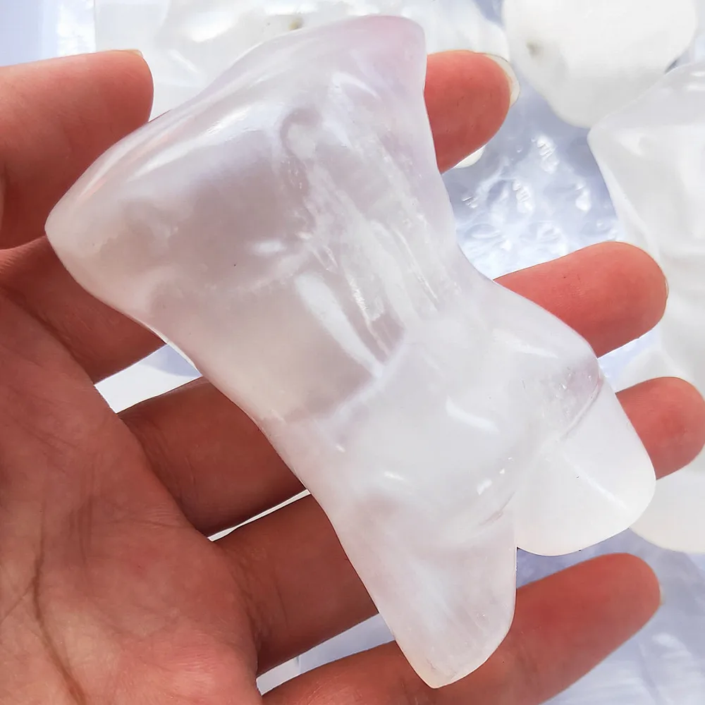 Crystal Goddess Natural Selenite Quartz Male Statue Selenitum Carved Woman Torso Gem Body Sculpture Polished Energy Healing