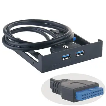 

2 Port USB3.0 Front Panel 4.8Gbps Hub Front Panel Cable Adapter Bracket for Desktop PC Floppy Bay Computer Cables Connectors