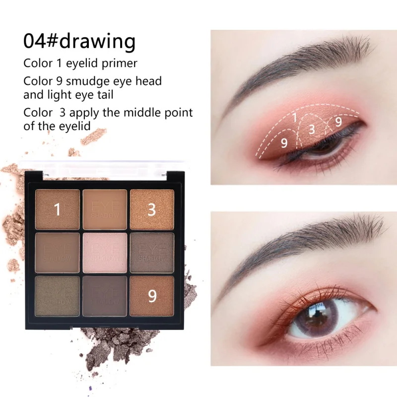Мини тени для век палитра 9 цветов Блеск Мерцающий матовый макияж тени для век обнаженные тени для век макияж косметический набор