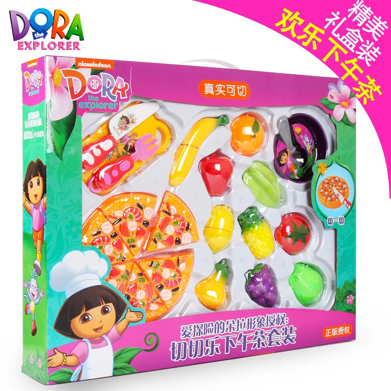 

Genuine Dora Slicer Toy Afternoon Tea Set Tea Cake Pizza Fruit & Vegetable Western Food Model Play House