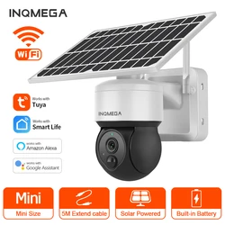 Inqmega câmera com suporte de painel solar google assistant tuya 1080p de alta definição de vigilância por vídeo, detecção pir à prova dwaterproof água
