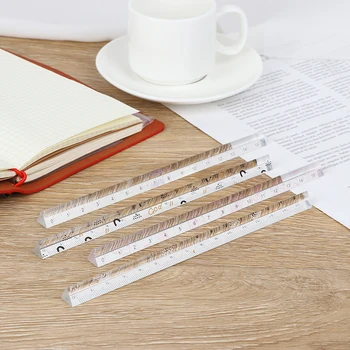 

15cm/5.9in Acrylic Straight Ruler Simple Triangular Rulers Kids Scale on Both Sides Measuring Students Stationery supplies