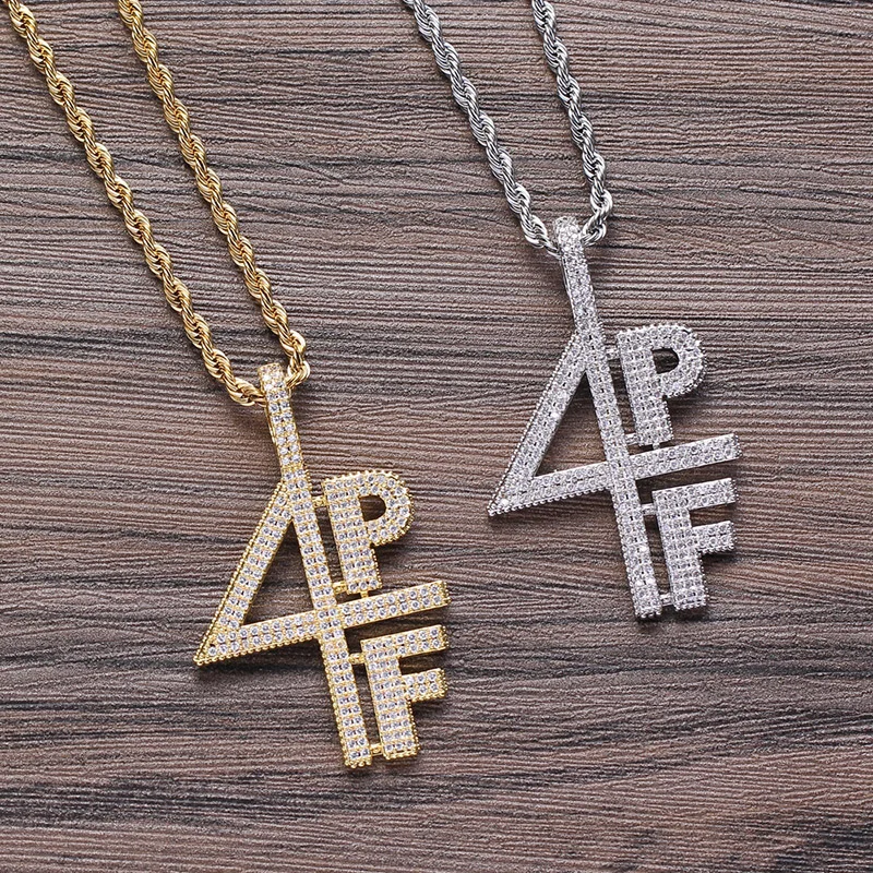 В стиле хип-хоп ААА кубического циркония проложить Bling льдом 4PF подвески ожерелья