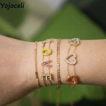 

Yojoceli Colorful heart women strand bracelets jewelry Elegant love rhineston chain wrap bracelet female