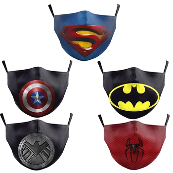 

1Pcs Super hero Anti Dust PM2.5 Children Face Mouth Mask Batman Avengers Washable Mask Breathable Protective Kid Mouth Cover