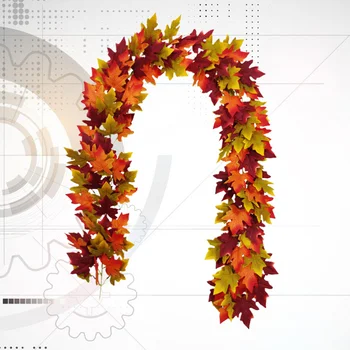 

1PC Maple Leaf Vine Lifelike Artificial 2M Lrngth Maple Leaf Cane Rattan for Autumn Thanksgiving