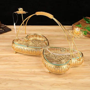 

Continental Golden Heart Fruit Panes Restaurant Buffet Dried Fruit Snacks KTV Living Room Hotel Fruit Pan