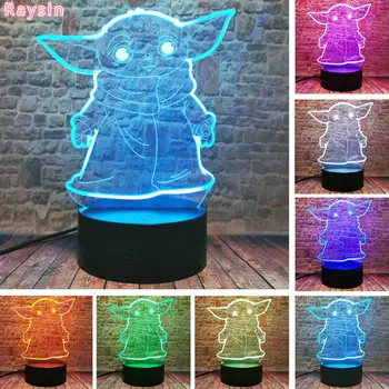 

Star Wars The Mandalorian “Baby Yoda” for Kids Action Figure RGB 7 Colors Change Night Light Fans Boys Bedroom Decor Xmas Toys