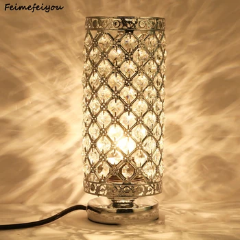 

European luxury led home bedroom living room metal plating led crystal table lamp