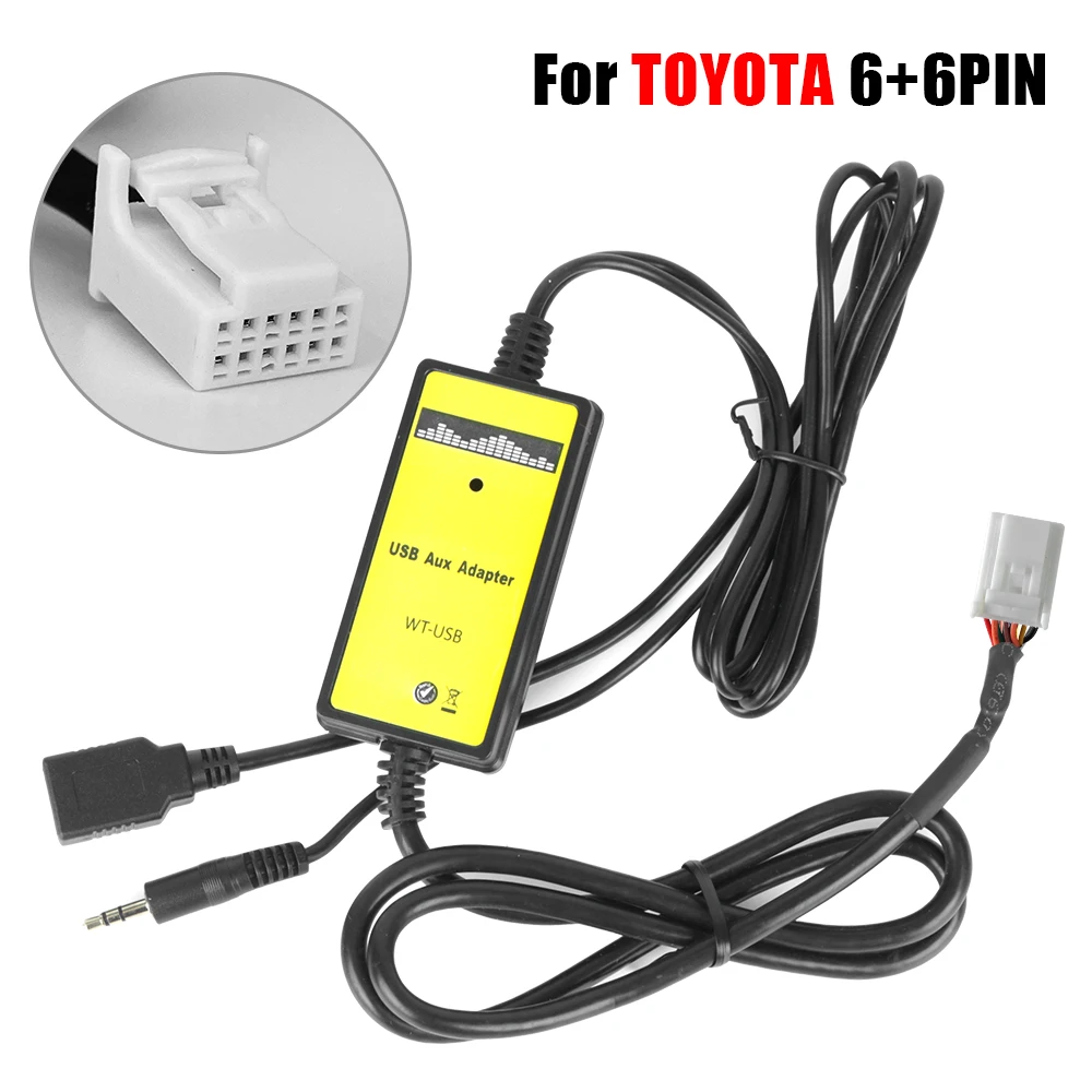 6+6Pin Bluetooth Car Kit for TOYOTA LEXUS Corolla RAV4 Camry Car MP3 USB  AUX Adapter With 3.5mm AUX In