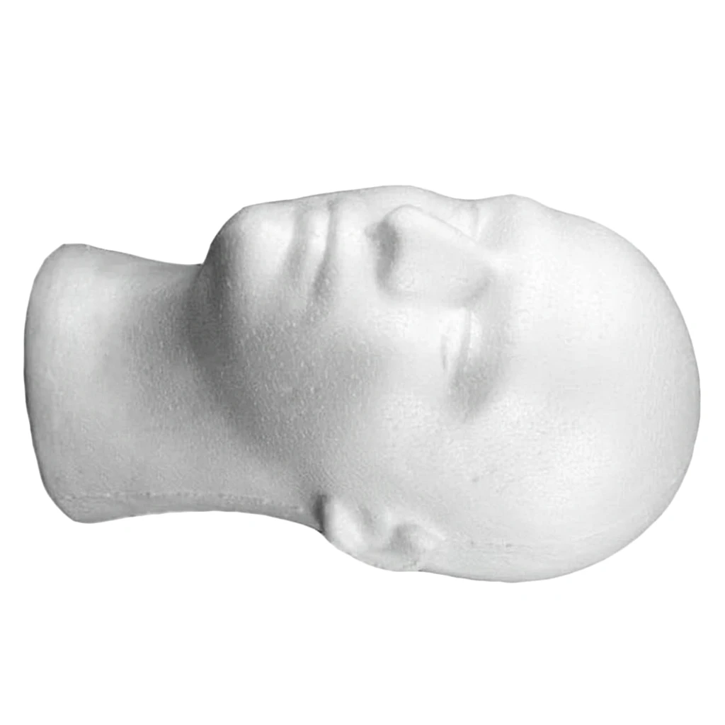 Male Foam Mannequin Head Model Hat Wig Show Display Stand Rack Holder White