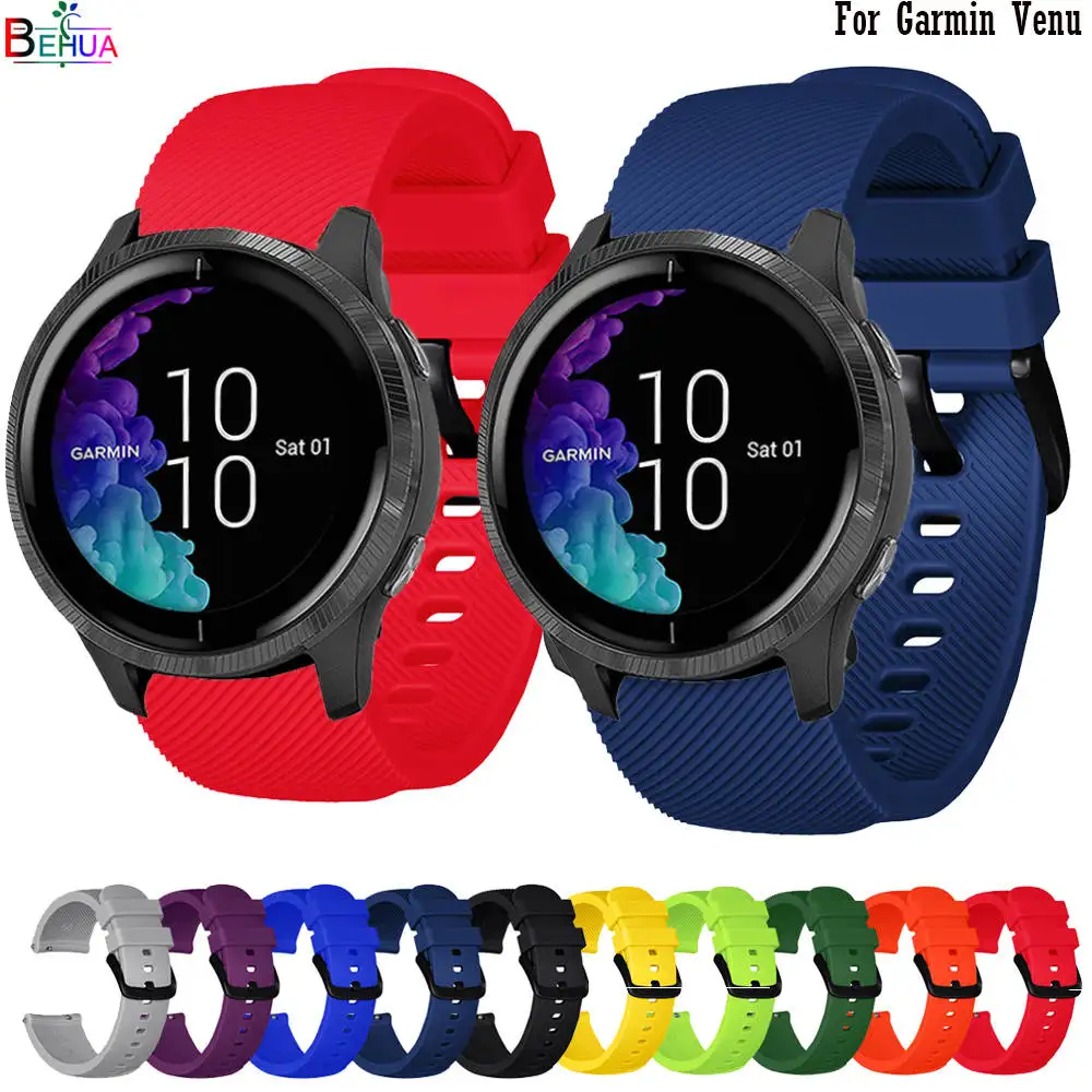 20mm Silicone WatchBand For Garmin Venu / Move 3 Style Luxe Strap band bracelet for Amazfit BIP youth wristStrap | Наручные часы