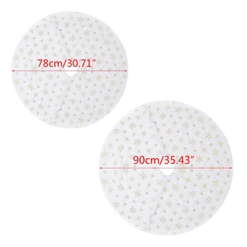 

78/90cm Christmas Tree Skirt Snowflake Sequins Carpet Base Floor Mat Cover Decor
