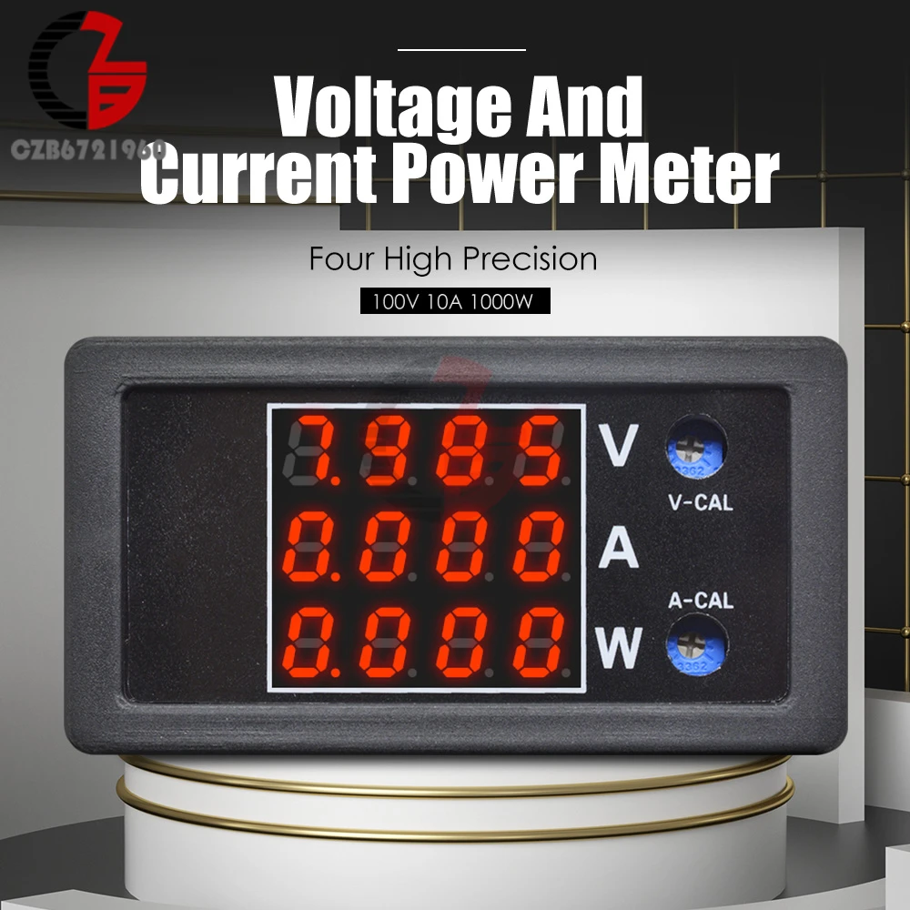 

1000W 100V 10A Digital Voltmeter Ammeter Wattmeter 4 Digit 5 Wire Car Motorcycle Voltage Current Power Meter Red LED Display