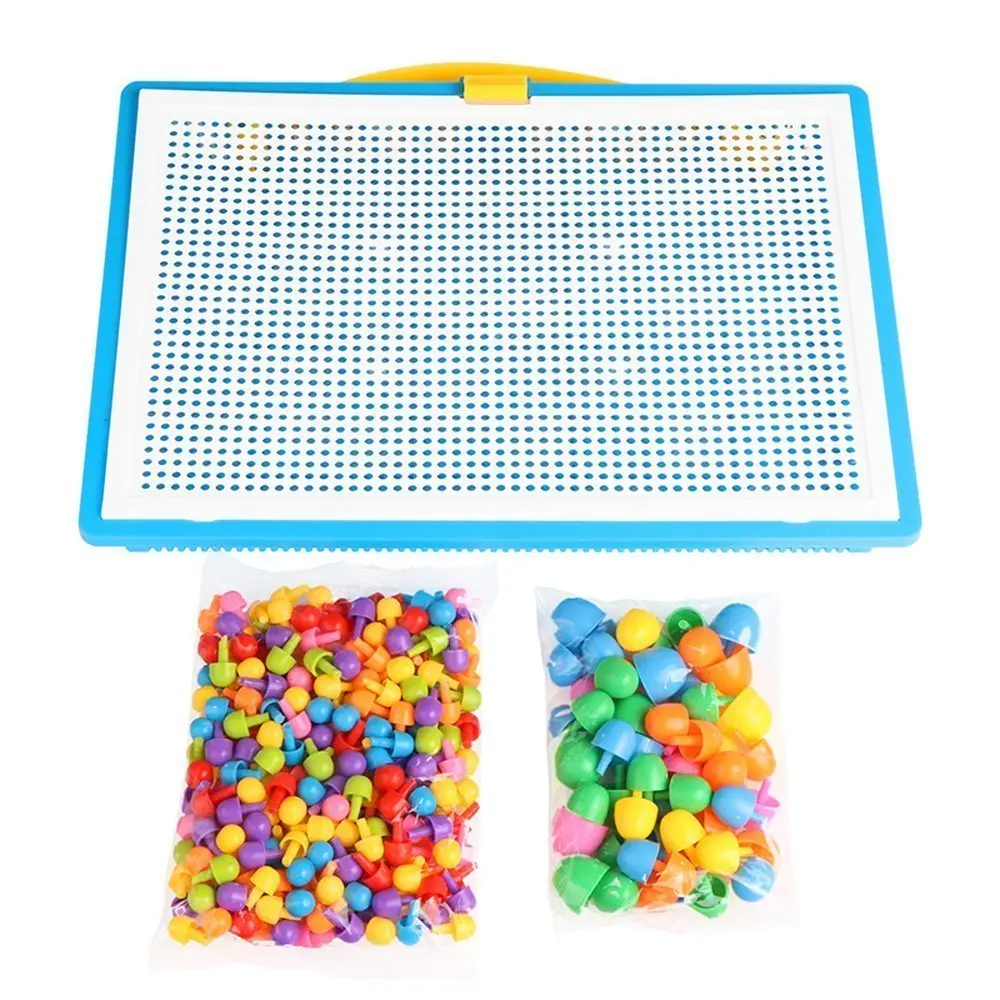 296 Грибная головоломка для ногтей, обучающая игрушка "сделай сам", обучающая Дидактическая случайная пластиковая цветная игра для детей, интеллектуальная доска для вспышки