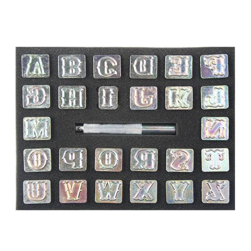 1 комплект DIY печать для кожи инструмент воск печать штамп печатающий Инструмент штамп для чеканки Алфавит буквы номер кожаный инструмент