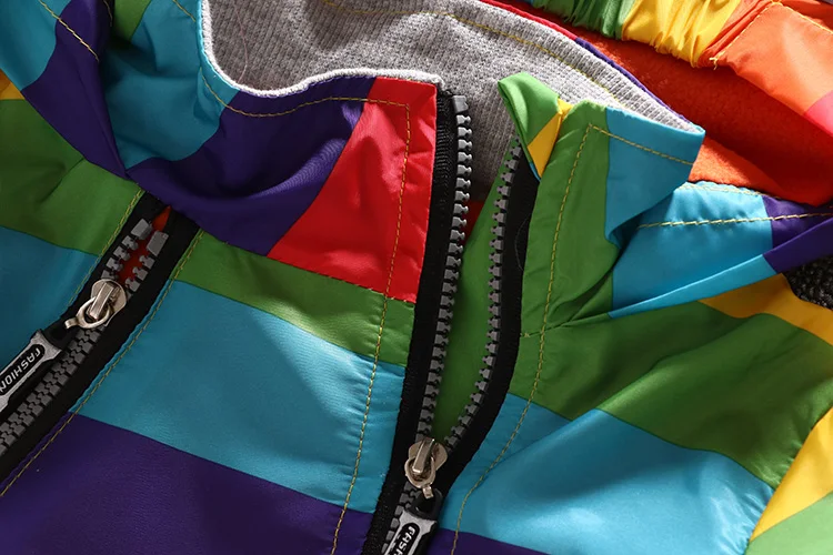 New Fashion Boys Girls Rainbow Coat Hooded Sun Water Proof Children's Jacket for Spring Autumn Kids Clothes Clothing Outwear