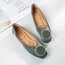 Женские балетки на плоской подошве; Цвет зеленый, розовый, бежевый; сезон весна-лето; повседневные женские балетки из мягкой кожи; вечерние водонепроницаемые мокасины в Корейском стиле; большие размеры