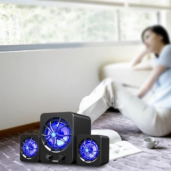 

Bass Desktop Speaker Set Laptop Colorful LED Plastic USB Wired Stereo Multifunctional Home Subwoofer Computer Music Player