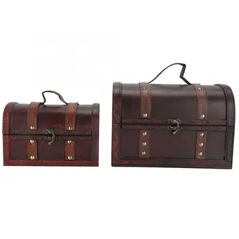 

2 Pcs Wooden Storage Box Classical Vintage Photography Props Jewelry Treasure Case