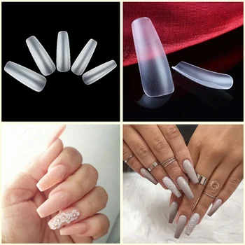 

120Pcs Long Ballerina False Nail Tips Ultra Thin Matte Full Cover 12 Size
