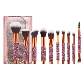 

10Pcs Crystal Makeup Brushes Set For Cosmetic Foundation Powder Blush Eyeshadow Kabuki Blending Make Up Brush Beauty Tool