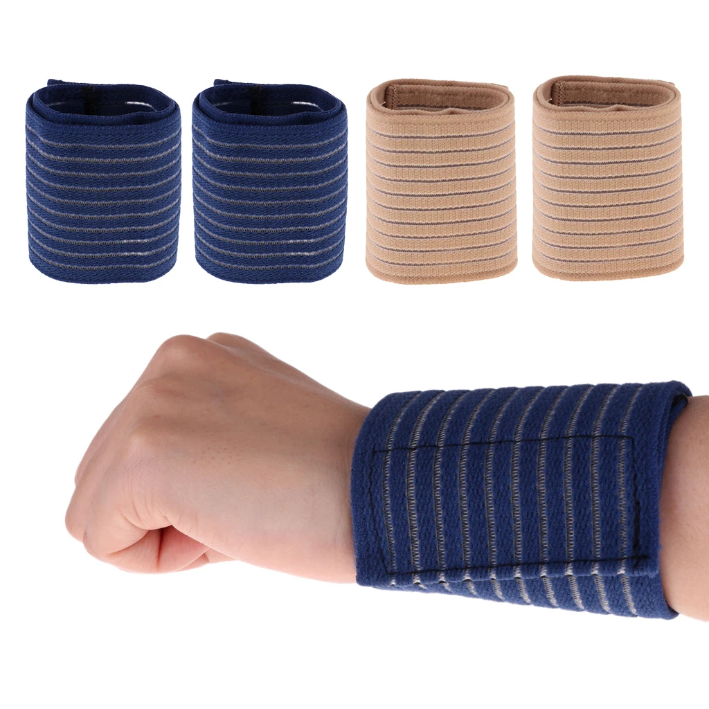 2 Pairs Compression Sleeve Support Elastic Bandage Straps Brace Wrist Protector Pad