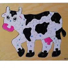 Деревянные игрушки, корова, головоломка, животное, головоломка, макияж, игрушка для детей, раннее образование, головоломка, обучающая игрушка Монтессори