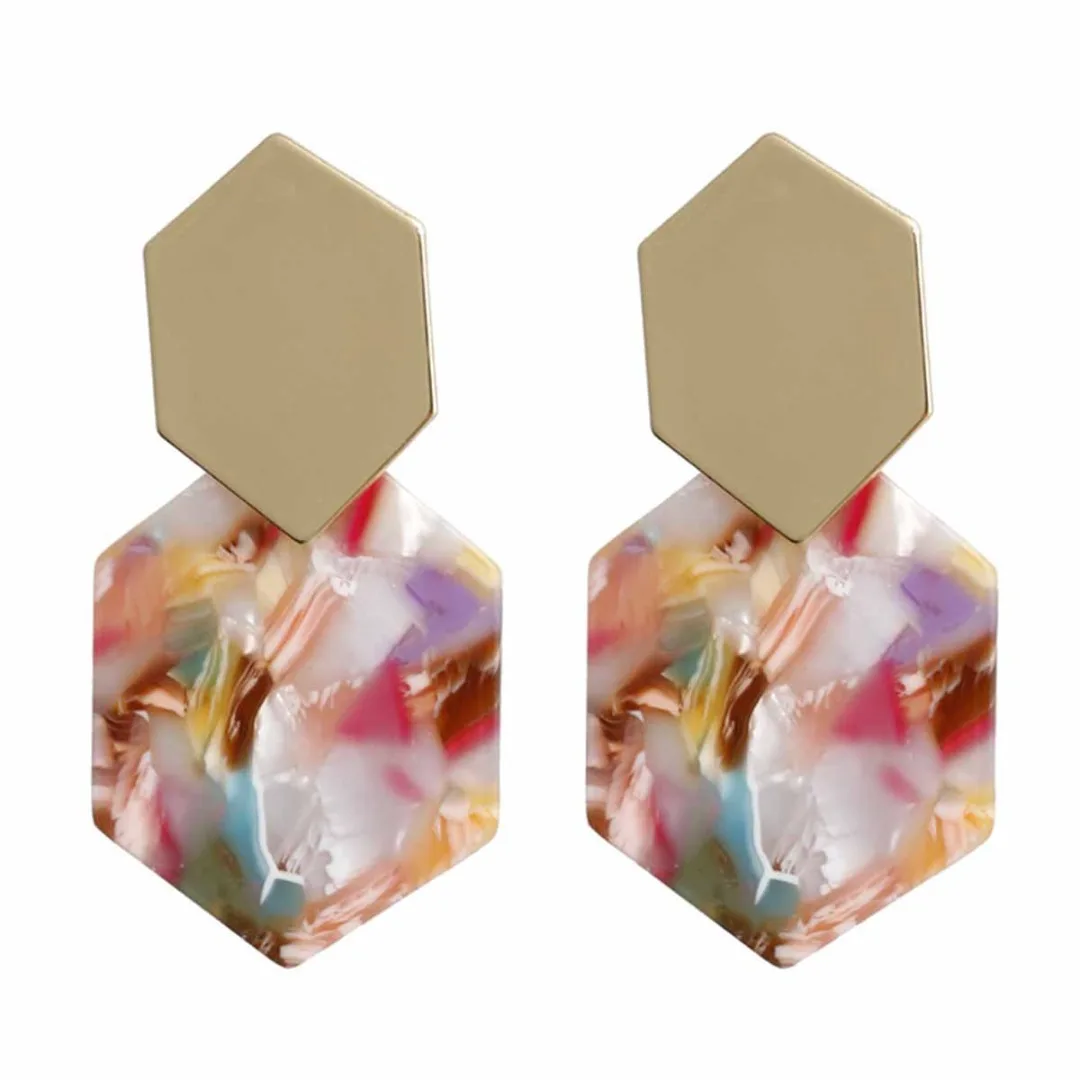 

Hexagon Acrylic Earring New Design Geometric Acetate Earring For Women Wedding Party Jewelry Personalized Charm Gift Shellhard