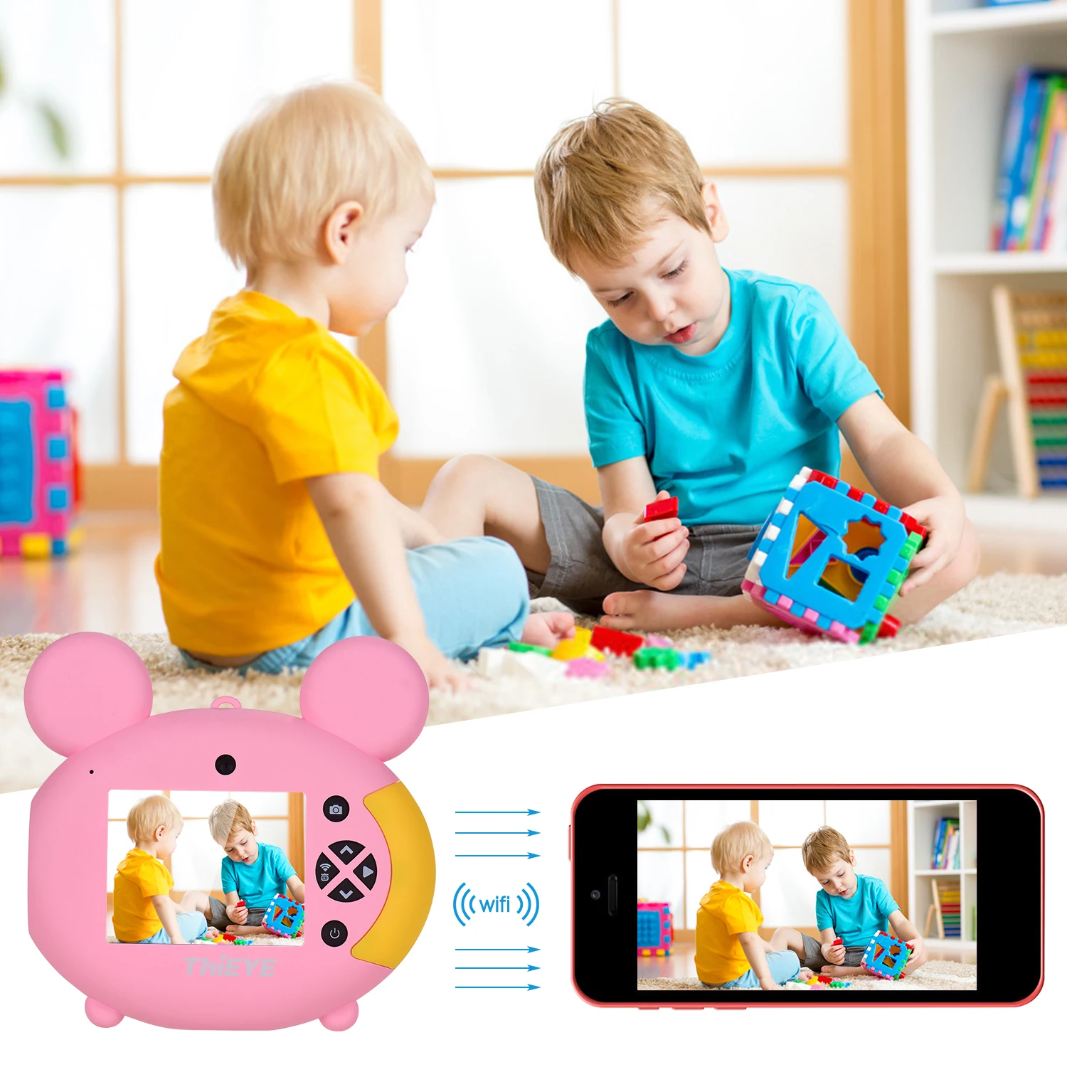 ThiEYE Mini Camera 16MP Mini Children Kids Digital Camera 2.0-inch LCD Screen 90 Degree Wide Angle Photography 16GB Memory Card